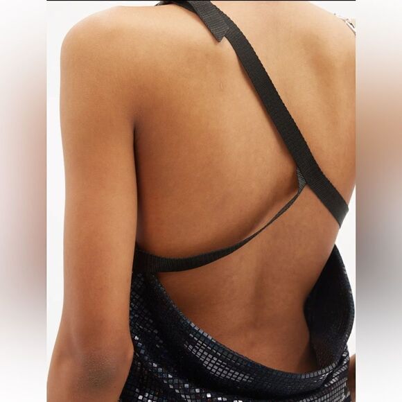 NEW Dodo Bar Or Vika Buckled Sequin Embellished Top One Shoulder Black Size 10 - Picture 4 of 14